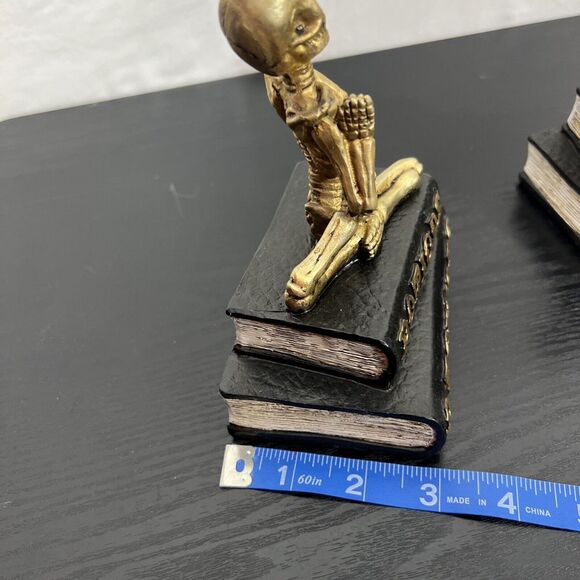 2 Skeleton Potion &Poisons and Book of Spells Decor Halloween Gold and Black - Picture 10 of 12